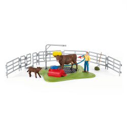 Figurina schleich stazione di lavaggio vacche mondo fattoria multicolore