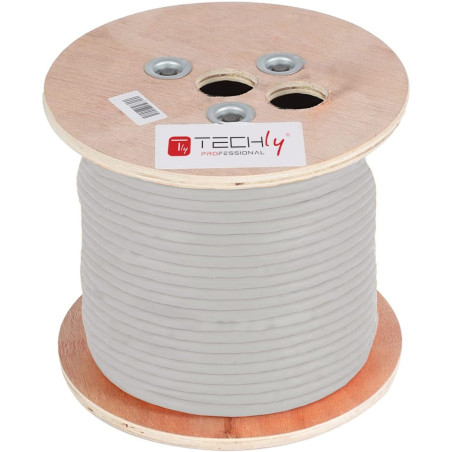 Cavo di rete in matassa techly s/ftp cat.6a lszh 4x2x23awg 305m grigio