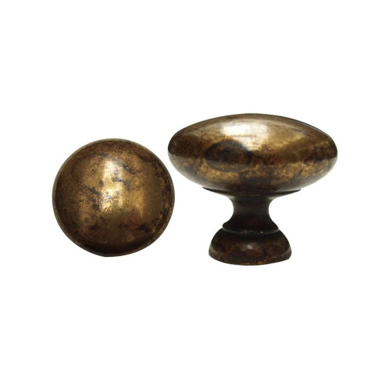 Pomolo tondo metal style in ottone antico 27 6556 ms [mg6556gd]