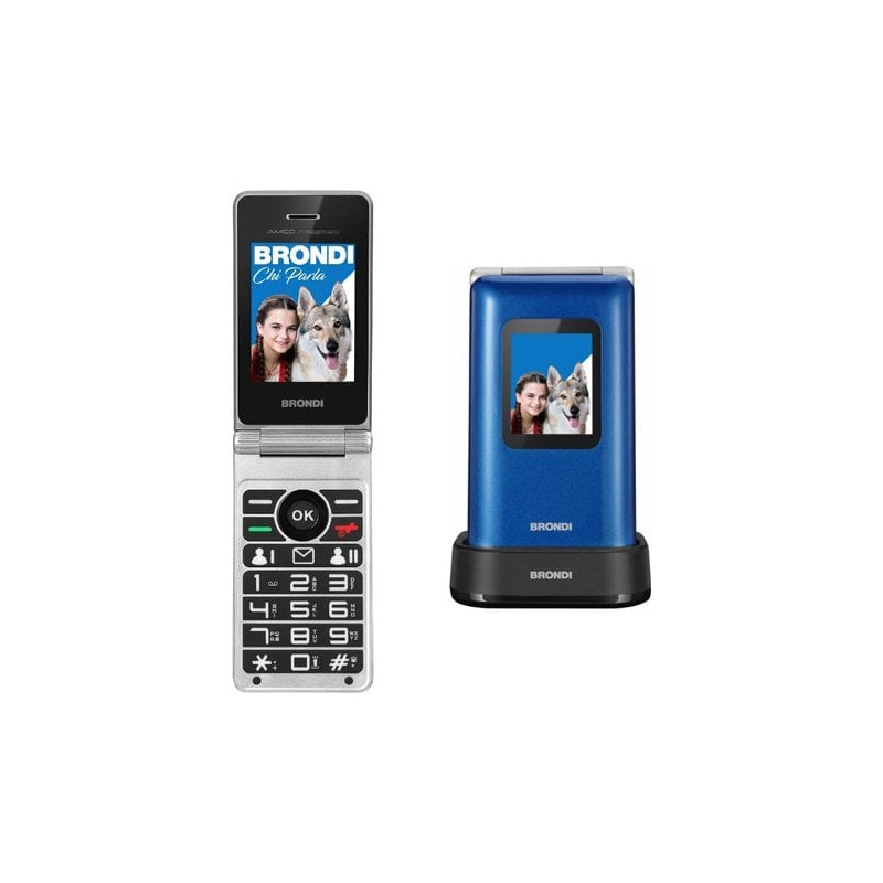 Cellulare a conchiglia brondi amico prezioso dual sim 800mah blu
