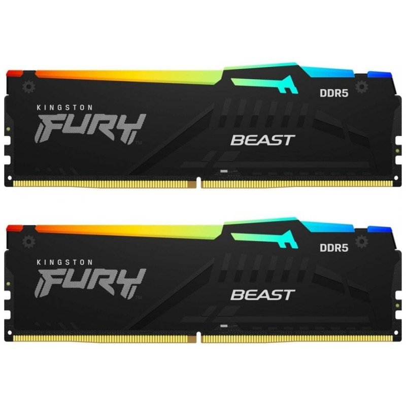 Ram dimm ddr5 32gb kingston fury beast rgb 5600mhz nero [kf556c36bbeak2-32]