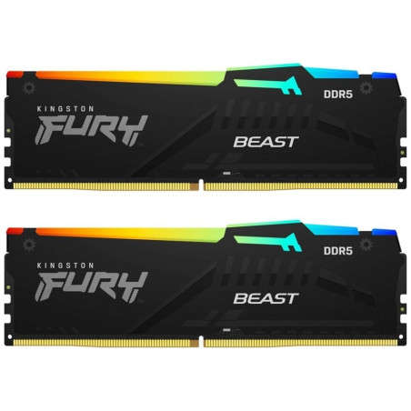 Ram dimm ddr5 32gb kingston fury beast rgb 5600mhz nero [kf556c36bbeak2-32]