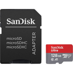 128gb scheda microsdxc sandisk ultra 140mo/s grigio/rosso [sdsquab-128g-gn6ma]