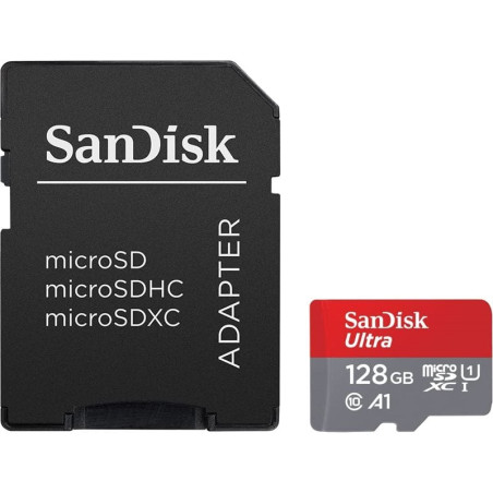 128gb scheda microsdxc sandisk ultra 140mo/s grigio/rosso [sdsquab-128g-gn6ma]