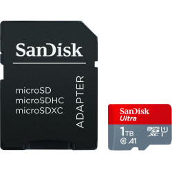 1tb scheda microsdxc sandisk ultra 150mb/s grigio/rosso [sdsquac-1t00-gn6ma]