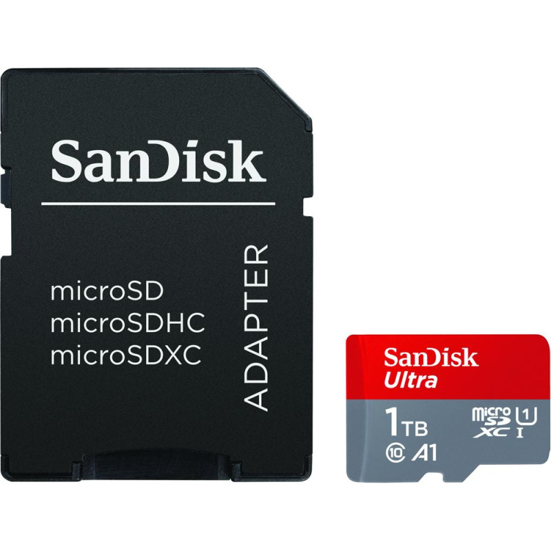 1tb scheda microsdxc sandisk ultra 150mb/s grigio/rosso [sdsquac-1t00-gn6ma]