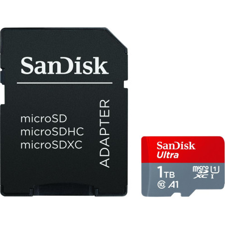 1tb scheda microsdxc sandisk ultra 150mb/s grigio/rosso [sdsquac-1t00-gn6ma]