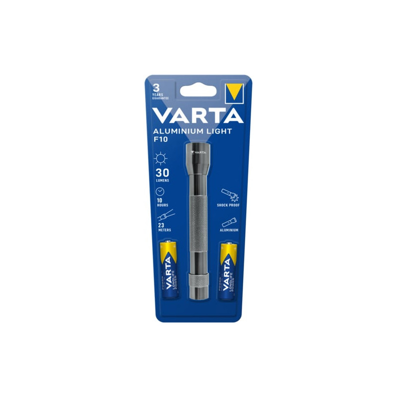 Torcia elettrica varta alluminium light f10 pro led 2xaa nero