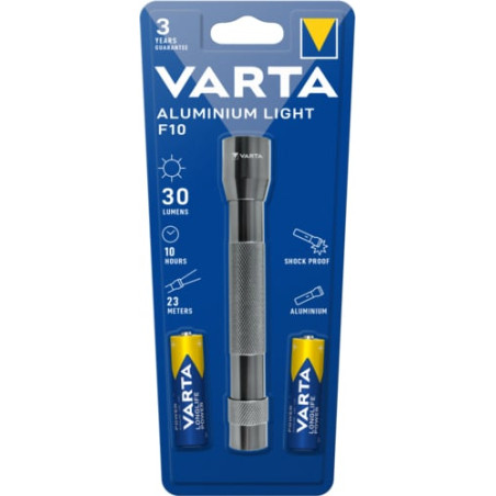 Torcia elettrica varta alluminium light f10 pro led 2xaa nero