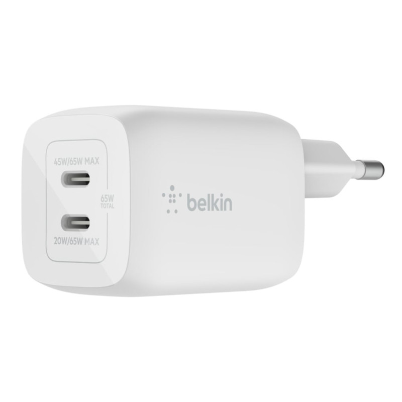 Alimentatore da rete belkin 65w pd usb-c bianco [wch013vfwh]