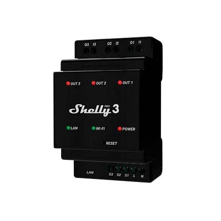 Interruttore rele' shelly pro 3 trifase a 3 canali nero [shelly_pro3]