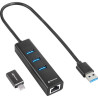 Hub usb sharkoon 3 porte usb 3.2 + rj45 ethernet nero [4044951037575]