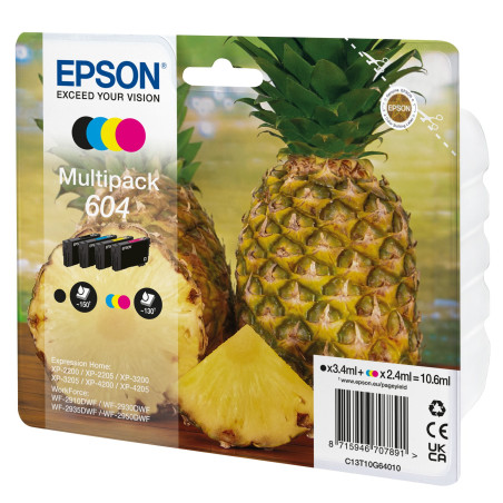 Cartuccia epson 604 multipack per stampante 2.4ml/3.4ml nero/ciano/magenta/giallo