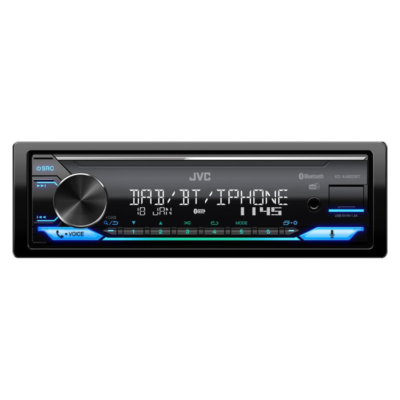 Autoradio jvc kd-x482dbt android/ios/dab+/bluetooth/usb/aux2.5v