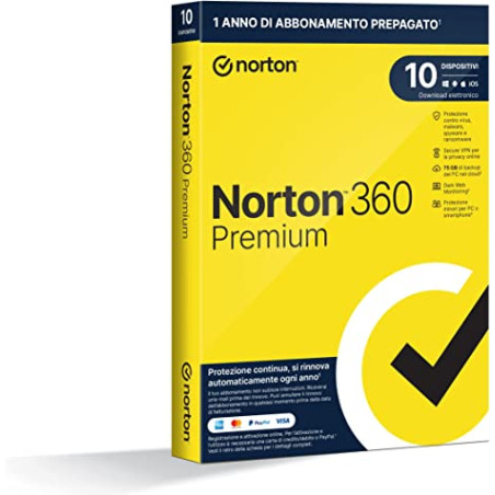 Antivirus symantec norton 360 premium 75gb 10 device 1 anno