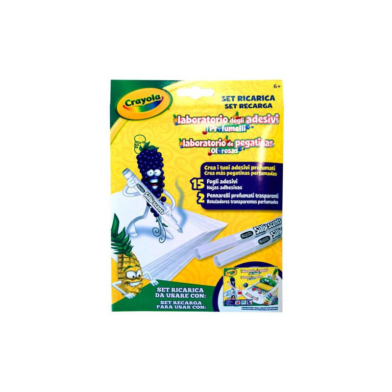 Gioco creativo crayola crayola set ricarica adesivi odori laboratorio