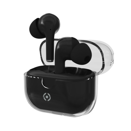 Auricolari celly true in-ear wireless nero con custodia trasparente