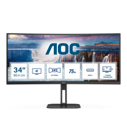 Monitor led 34'' aoc cu34v5c wide quad hd 3440x1440p 1ms