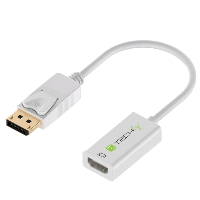 Adattatore video techly displayport a hdmi m/f 4k 60hz passivo bianco