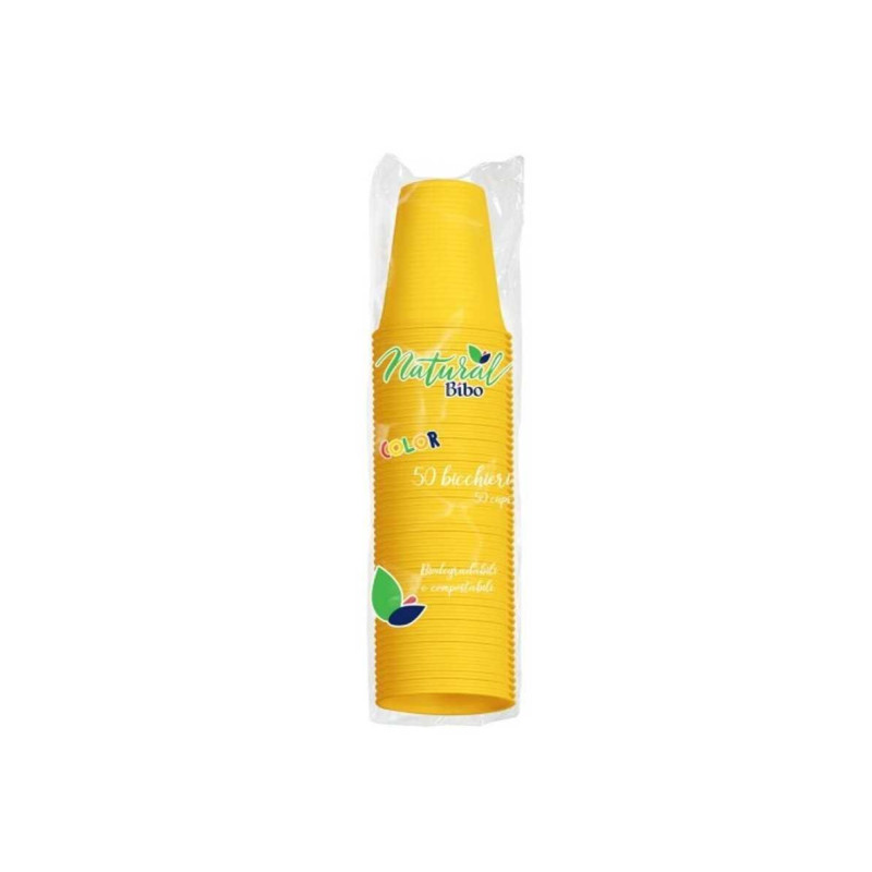 Bicchiere biodegradabili natural bibo 200cc 50pz giallo [5588903]