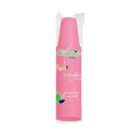 Bicchiere biodegradabili natural bibo 200cc 50pz rosa [5588915]