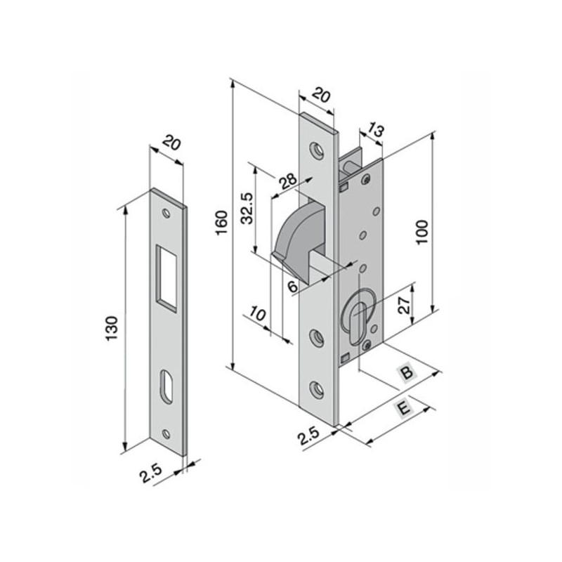 Serratura montanti welka alluminio infilare 61x100mm [10825010]