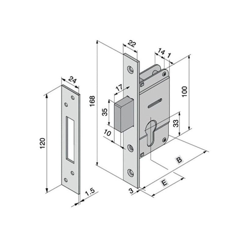 Serratura montanti welka alluminio infilare 72x100cm [10930010]