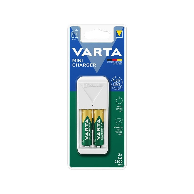 Caricabatterie varta con batterie 2xaa/2100 mah/bianco