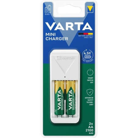 Caricabatterie varta con batterie 2xaa/2100 mah/bianco