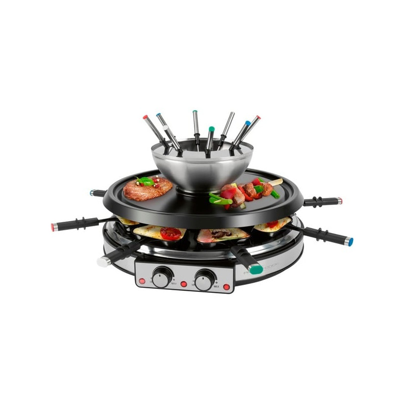 Griglia elettrica raclette 2in1 proficook pc rg/fd 1245 per raclette