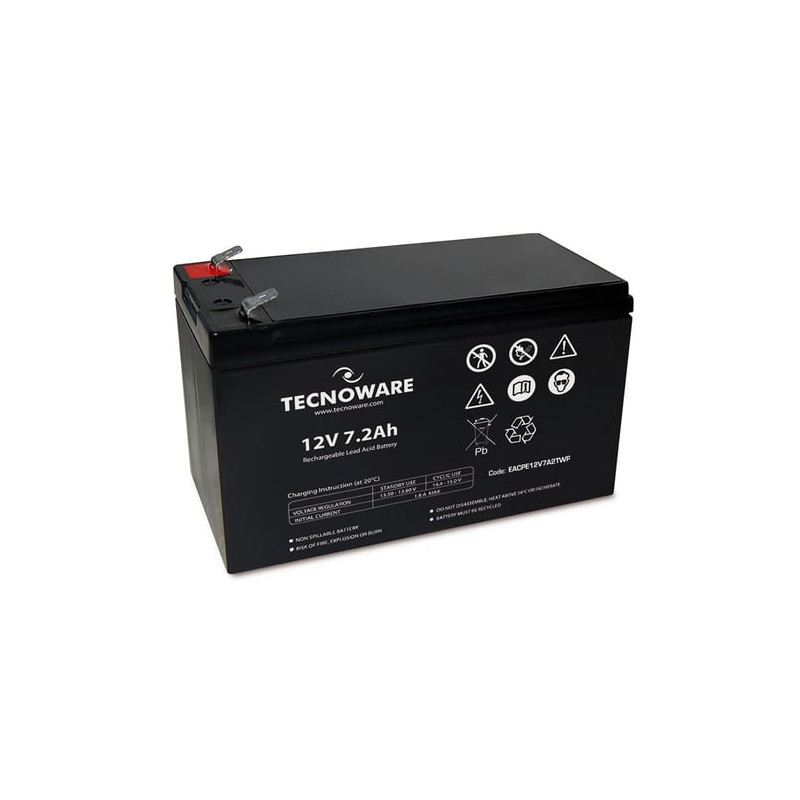 Batteria tecnoware power 12v 7.2ah faston 6.3mm nero [eacpe12v7a2twp