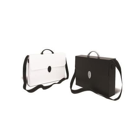 Valigetta favorit a tracolla in polipropilene 27x37.5x8cm nero/bianco