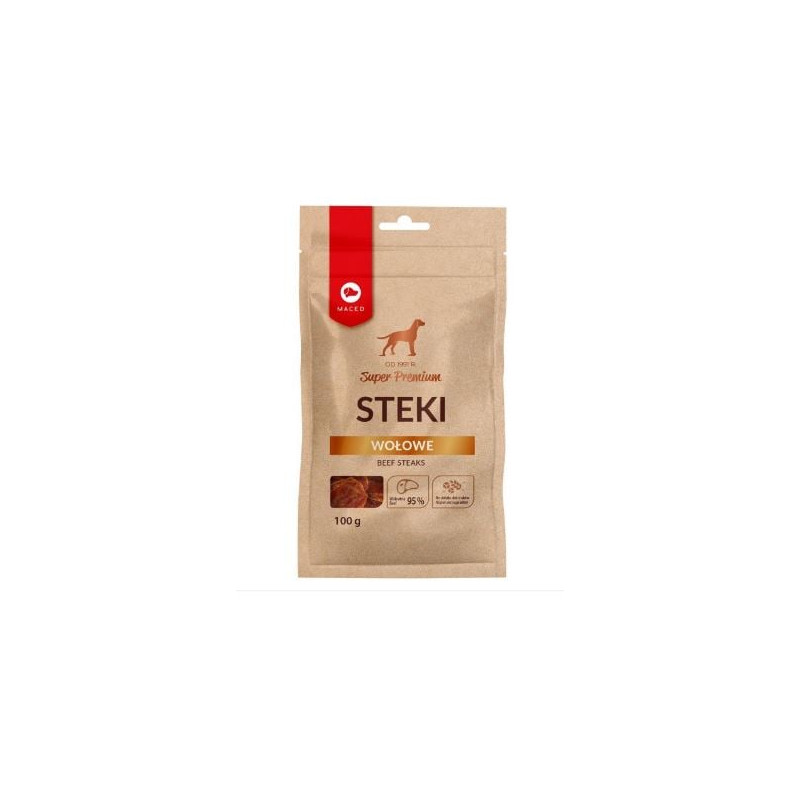 Cibo secco maced bistecche di manzo snack per cani 100g