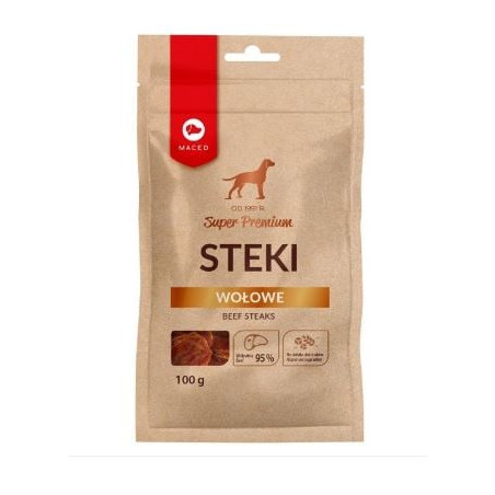 Cibo secco maced bistecche di manzo snack per cani 100g