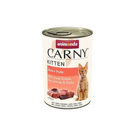 Cibo umido per gatti animonda carny kitten manzo + tacchino latta