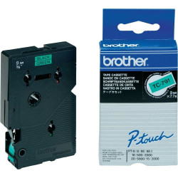 Nastro brother laminato autoadesivo 9mm/7.7m/verde/nero [tc791]