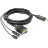 Cavo adattatore club 3d hdmi/jack/usb micro-b/vga 28awg 2m nero