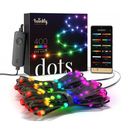 Luce led di natale twinkly dots 400 led rgb filo 20m multicolore