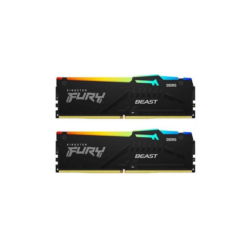 Ram dimm ddr5 64gb kingston fury beast 6000mhz cl36 2pz nero [kf560c36bbeak2-64]