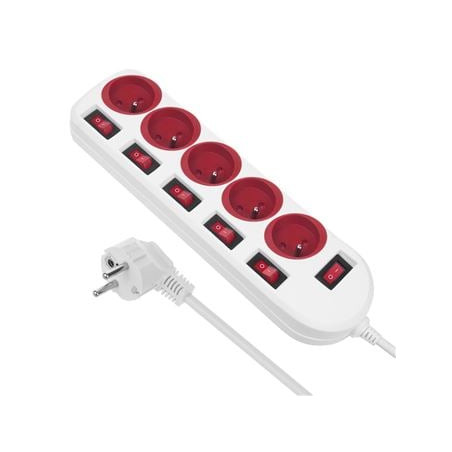 Multipresa maclean mce204 r/w 5 prese con interruttori 250vac/10a