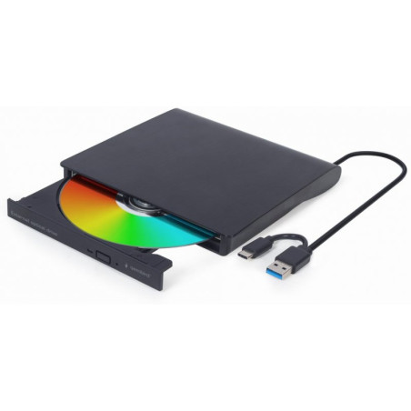 Lettore dvd esterno gembird dvd/cd usb-c nero [dvd-usb-03]