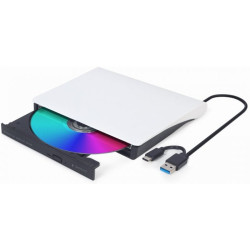 Lettore dvd esterno gembird dvd/cd usb-c nero/bianco [dvd-usb-03-bw]