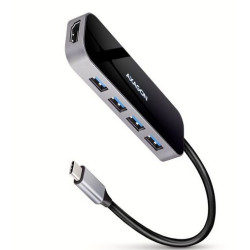 Hub usb axagon 4 porte tipoa/c 3.2 gen 1 argento/nero [hmc-6h4a]