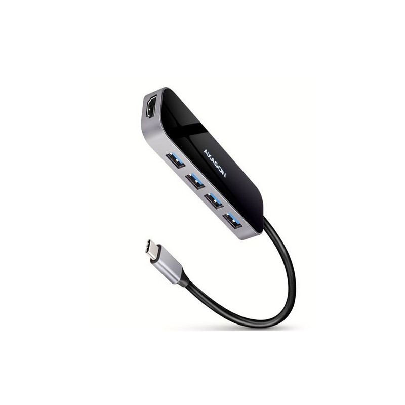 Hub usb axagon 4 porte tipoa/c 3.2 gen 1 argento/nero [hmc-6h4a]