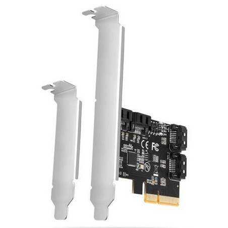 Scheda pcie axagon 4 porte sata 6g interne + lp nero/argento [pces-sa4x4]