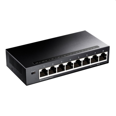 Switch cudy gs108 6x10/100/1000mbps 2xuplink in metallo nero [nucudsw8p000002]