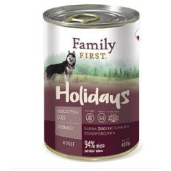 Mangime umido family first holidays cervo/oca/mela per cani adulti