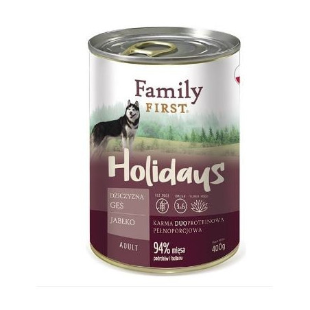 Mangime umido family first holidays cervo/oca/mela per cani adulti