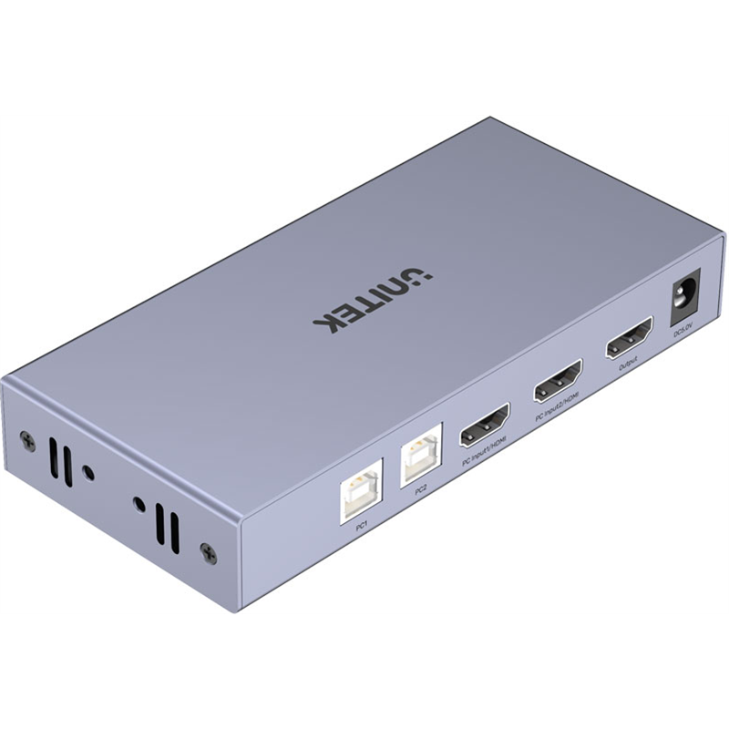 Switch unitek v307a kvm 2in1 2 ingressi 1 uscita grigio [v307a]