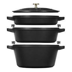 Set di pentole zwilling staub in ghisa 4.2l/2.9l/1.9l/24cm/3pz/nero